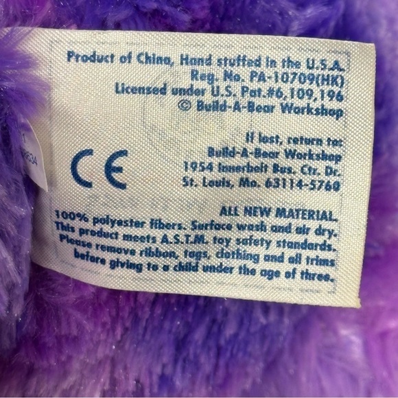 Build A Bear BAB Purple Tie Dye PEACE Cat Plush Best Friends Hearts Smiles - Picture 13 of 13